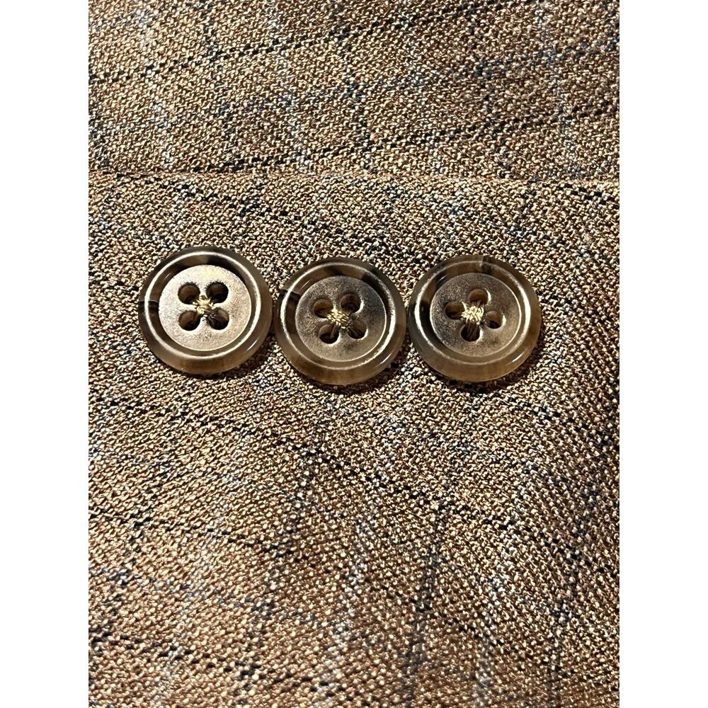 Hart Schaffner Marx 46R Heatherd Brown Ice Blue Plaid Sport Coat - Picture 10 of 15